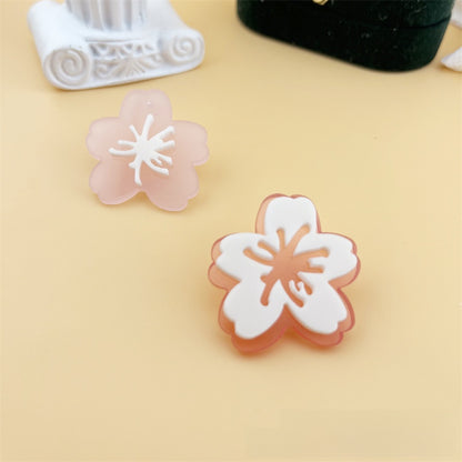 Asymmetrical Flowers Stud Earrings For Women In Natural Pink Acrylic