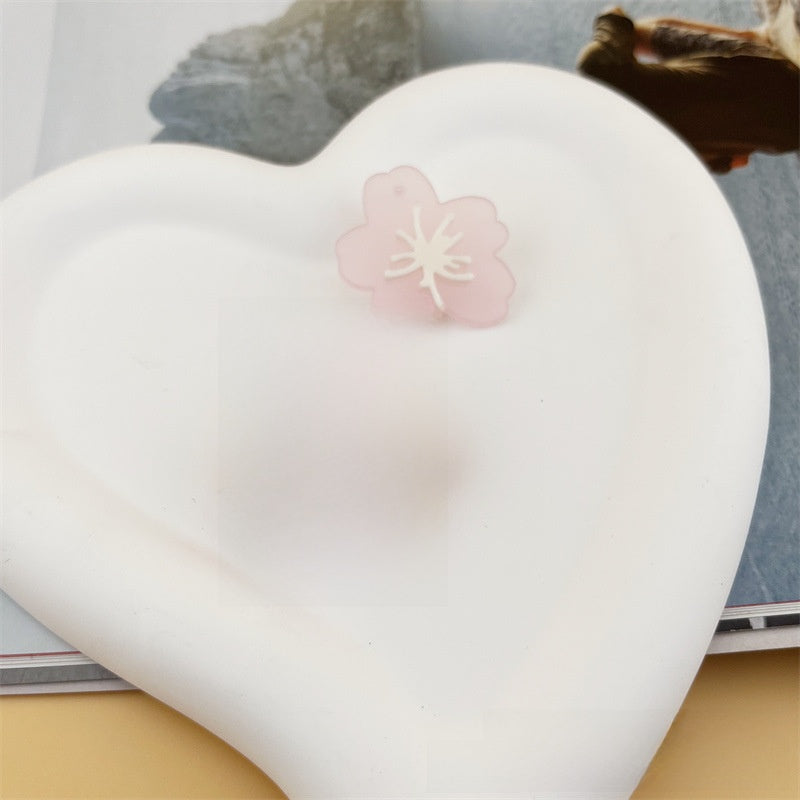Asymmetrical Flowers Stud Earrings For Women In Natural Pink Acrylic
