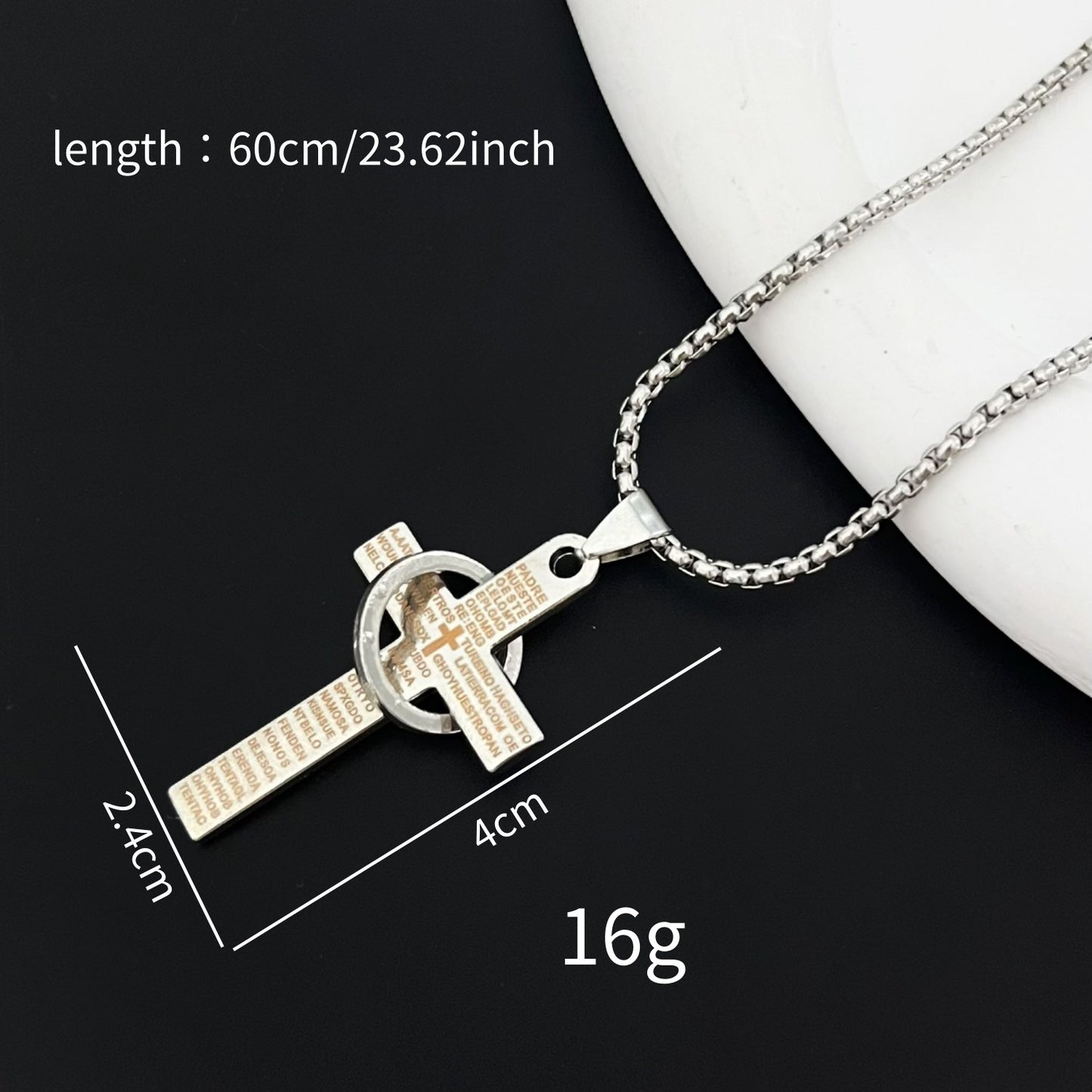 Long Necklace With Zinc Alloy Pendant In Steel Color, Hip-Hop Style, Unisex Design