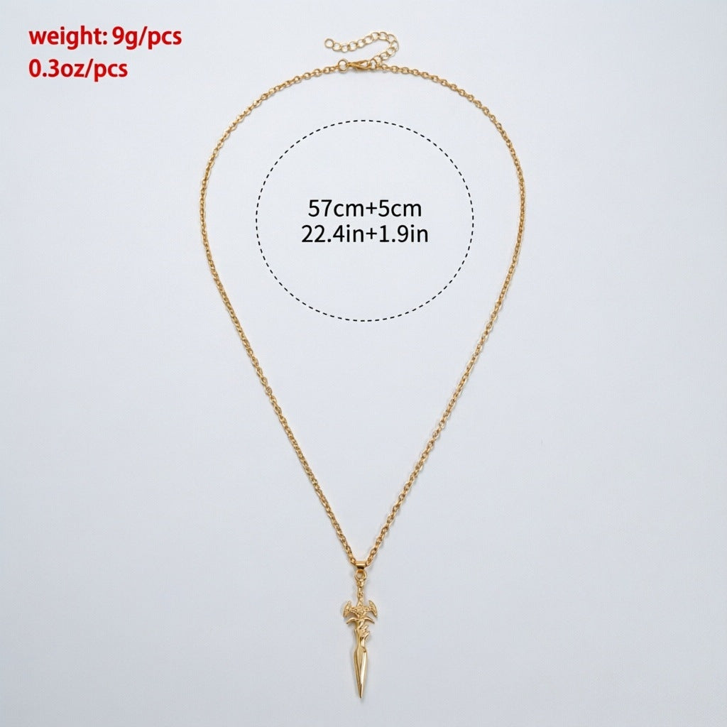 Cross Pendant Necklace With Zinc Alloy Pendant And Rope Chain, Simple Style Unisex Jewelry
