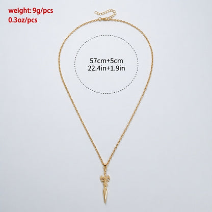 Cross Pendant Necklace With Zinc Alloy Pendant And Rope Chain, Simple Style Unisex Jewelry