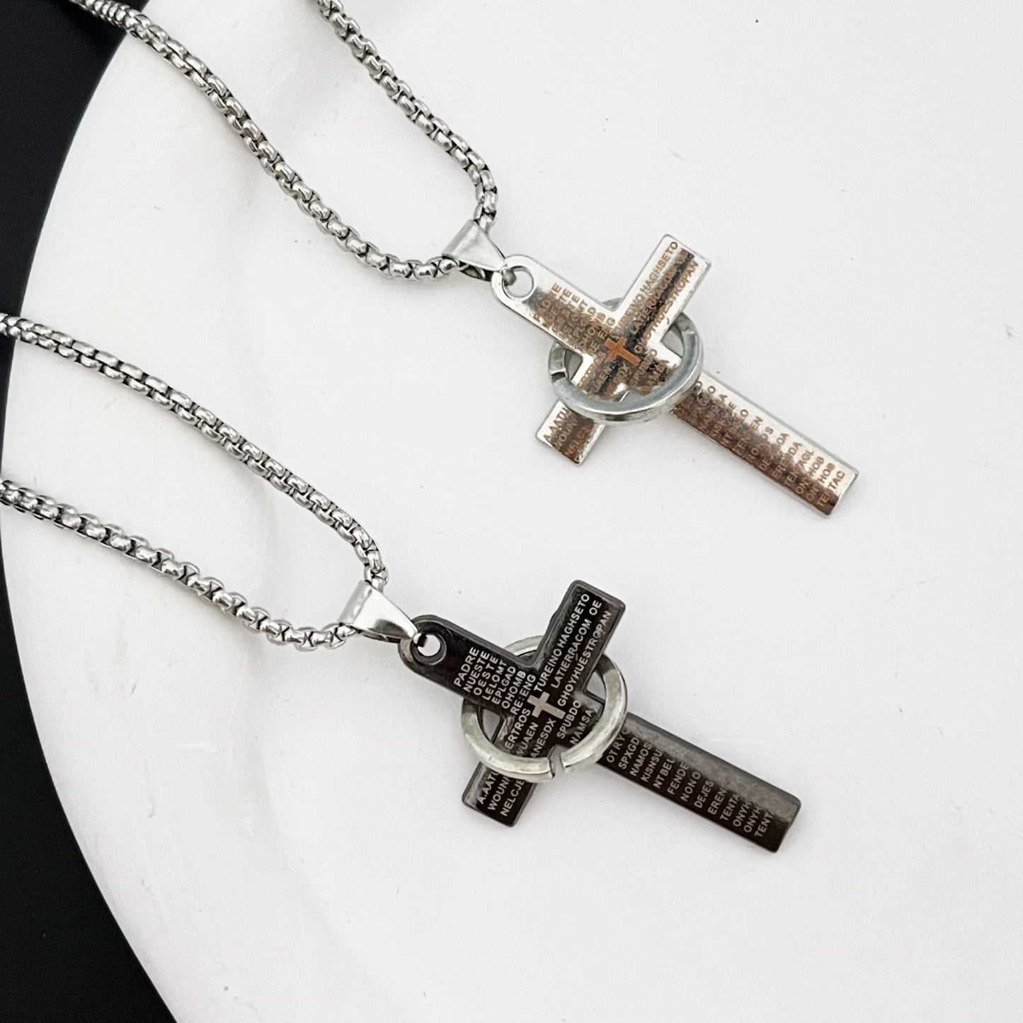 Long Necklace With Zinc Alloy Pendant In Steel Color, Hip-Hop Style, Unisex Design