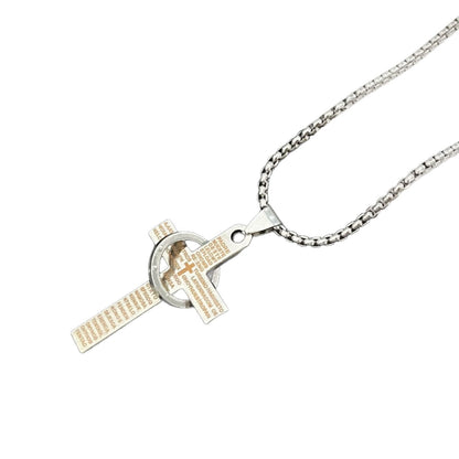 Long Necklace With Zinc Alloy Pendant In Steel Color, Hip-Hop Style, Unisex Design
