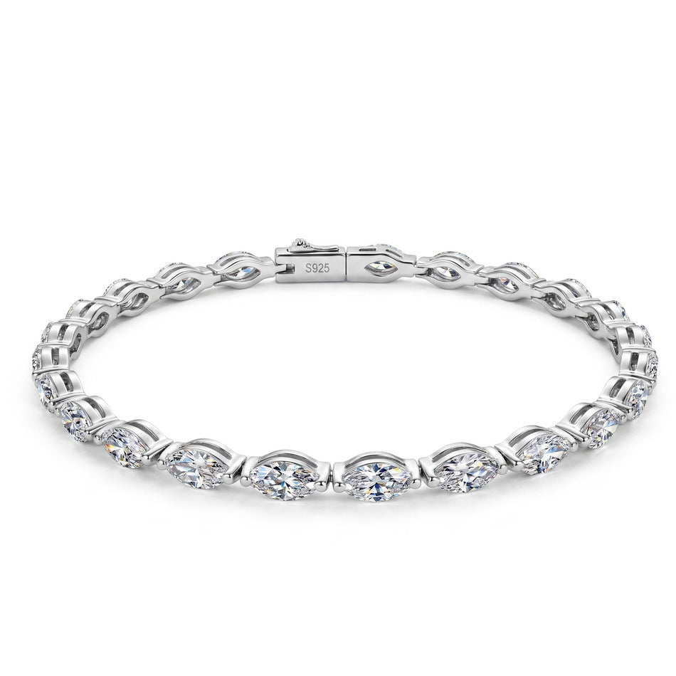 Horse Eye Bracelet For Women In Hip-Hop Style With 925 Sterling Silver Tennis Chain And Moissanite Inlay