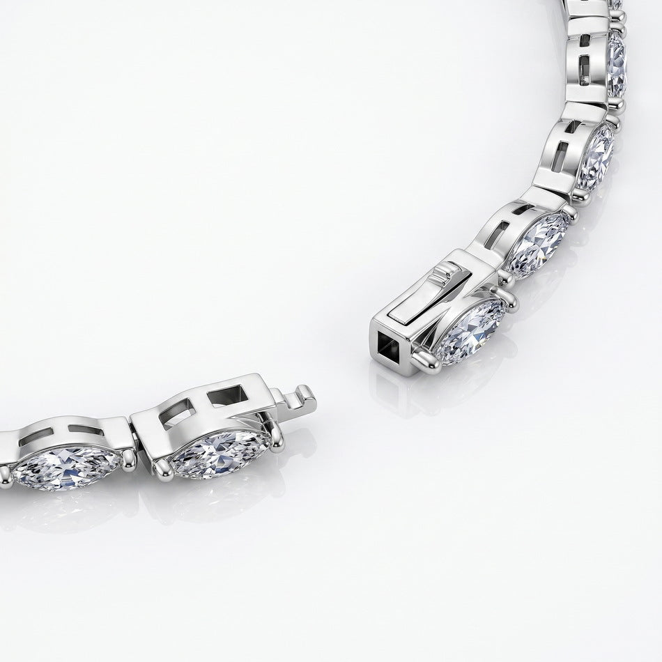 Horse Eye Bracelet For Women In Hip-Hop Style With 925 Sterling Silver Tennis Chain And Moissanite Inlay