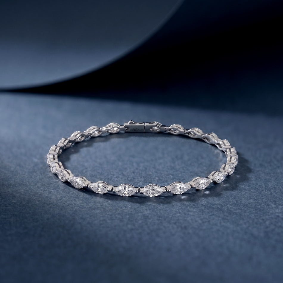 Horse Eye Bracelet For Women In Hip-Hop Style With 925 Sterling Silver Tennis Chain And Moissanite Inlay