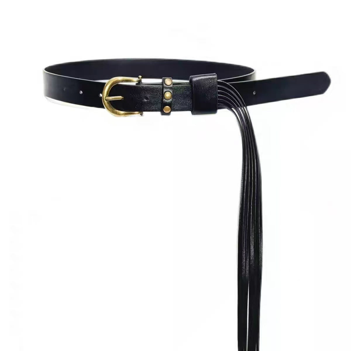Retro Women’s Pu Leather Belt With Tassel And Pin Buckle In Brown