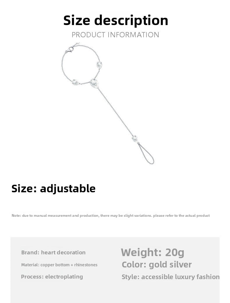 Water Droplets Silver Alloy Hand Chain Bracelet For Women, Elegant And Stylish Accessory
