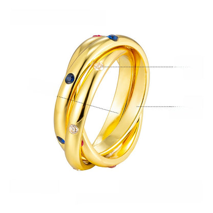 Retro Geometric Titanium Steel Ring For Women In Colour