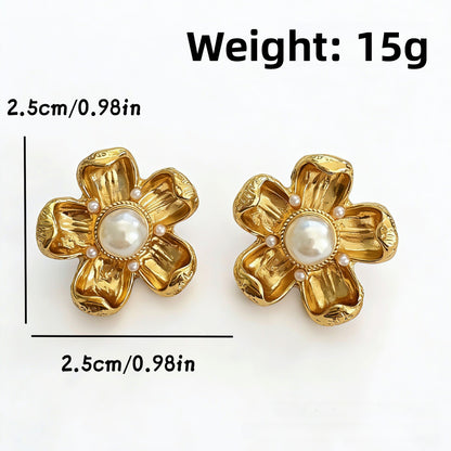 Flowers For Women Stud Earrings In Maillard Style With 925 Sterling Silver Posts And Zinc Alloy Design