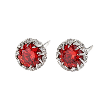 Retro Flowers Stud Earrings For Women In Brass With Zircon Inlay And 304 Stainless Steel Posts