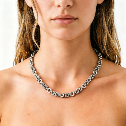 Handmade Splicing Necklace Featuring Durable Titanium Steel Chain In Steel Color