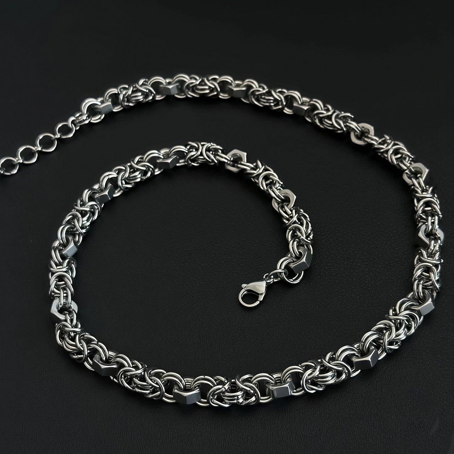 Handmade Splicing Necklace Featuring Durable Titanium Steel Chain In Steel Color