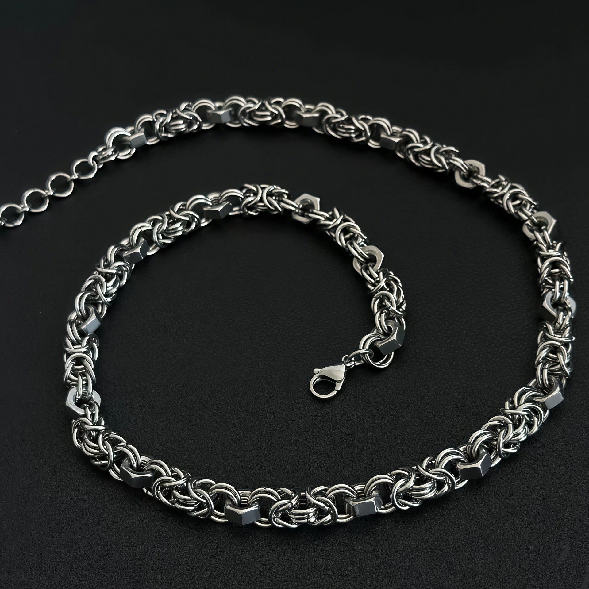 Handmade Splicing Necklace Featuring Durable Titanium Steel Chain In Steel Color