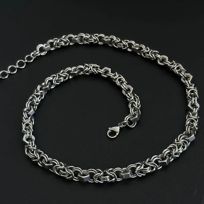 Handmade Splicing Necklace Featuring Durable Titanium Steel Chain In Steel Color