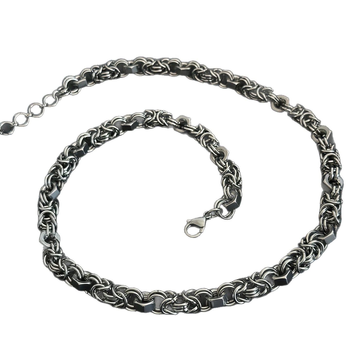 Handmade Splicing Necklace Featuring Durable Titanium Steel Chain In Steel Color