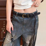 Black Leather Tassel Belt
