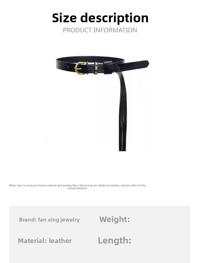 Retro Women’s Pu Leather Belt With Tassel And Pin Buckle In Brown
