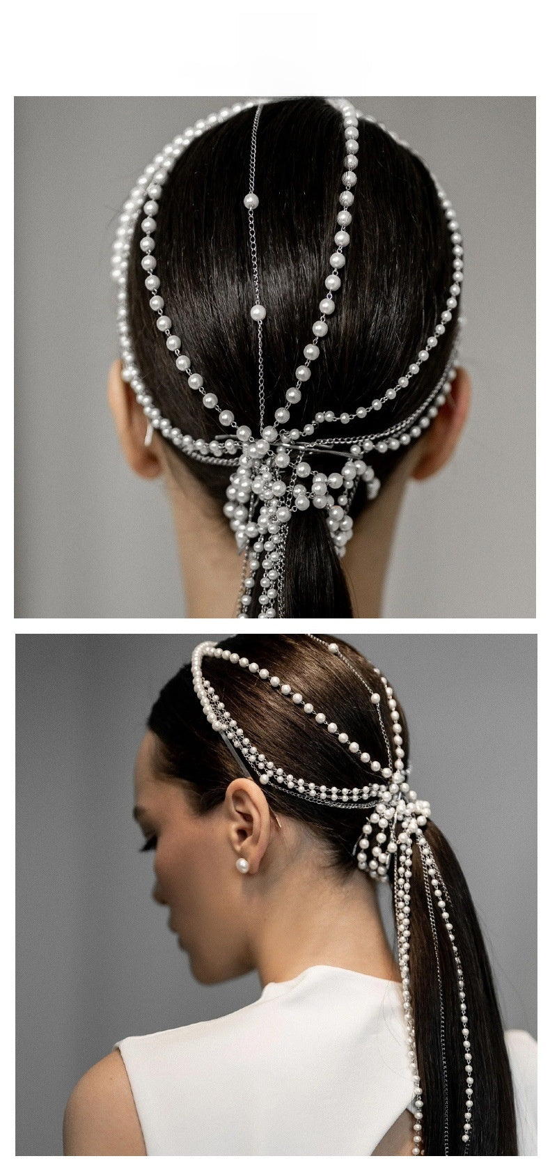 Pearl Jewelry Headband For Women In Silver, Made With Imitation Pearl, Perfect For Summer Commute