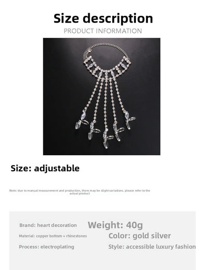 Geometric Silver Hand Chain Bracelet For Women, Electroplated Alloy With Rhinestone Inlay