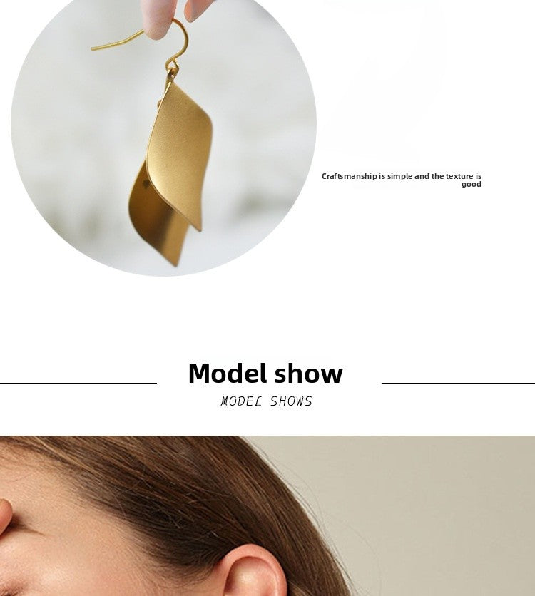 Leaf Drop Earrings For Women Featuring Electroplated Alloy With Exaggerated Style And 925 Sterling Silver Studs