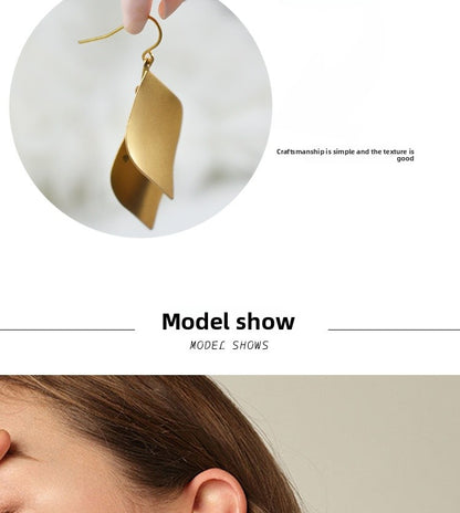 Leaf Drop Earrings For Women Featuring Electroplated Alloy With Exaggerated Style And 925 Sterling Silver Studs