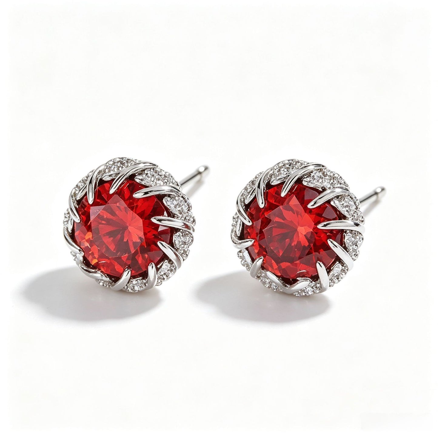 Retro Flowers Stud Earrings For Women In Brass With Zircon Inlay And 304 Stainless Steel Posts