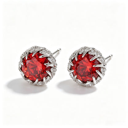 Retro Flowers Stud Earrings For Women In Brass With Zircon Inlay And 304 Stainless Steel Posts