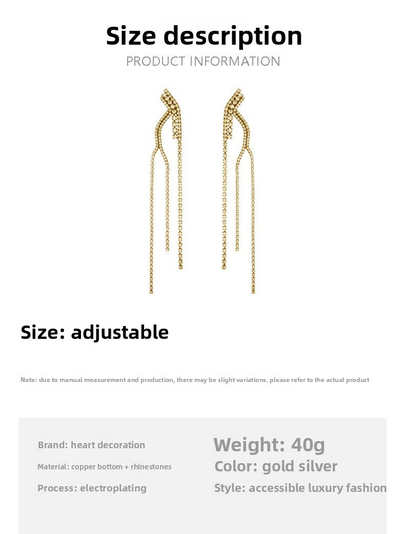 Women’s Tree Tassel Earrings In Silver Alloy With Rhinestone Inlay
