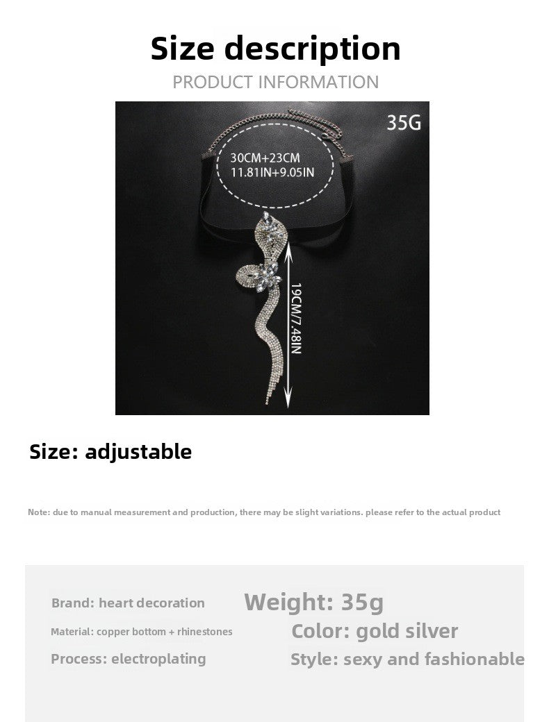 Women’s Silver Alloy Snake Pattern Leg Chain With Rhinestones, Perfect For Party Accessories