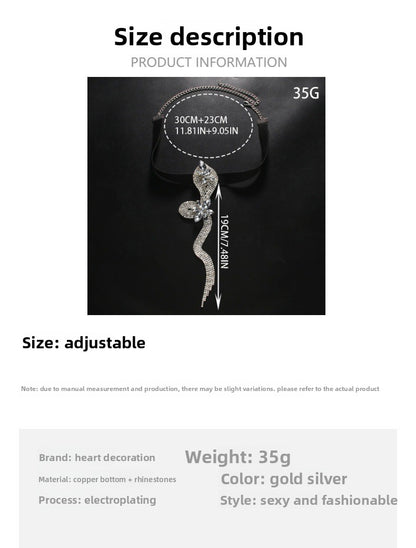 Women’s Silver Alloy Snake Pattern Leg Chain With Rhinestones, Perfect For Party Accessories