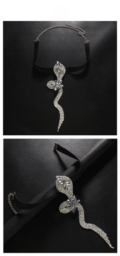 Women’s Silver Alloy Snake Pattern Leg Chain With Rhinestones, Perfect For Party Accessories