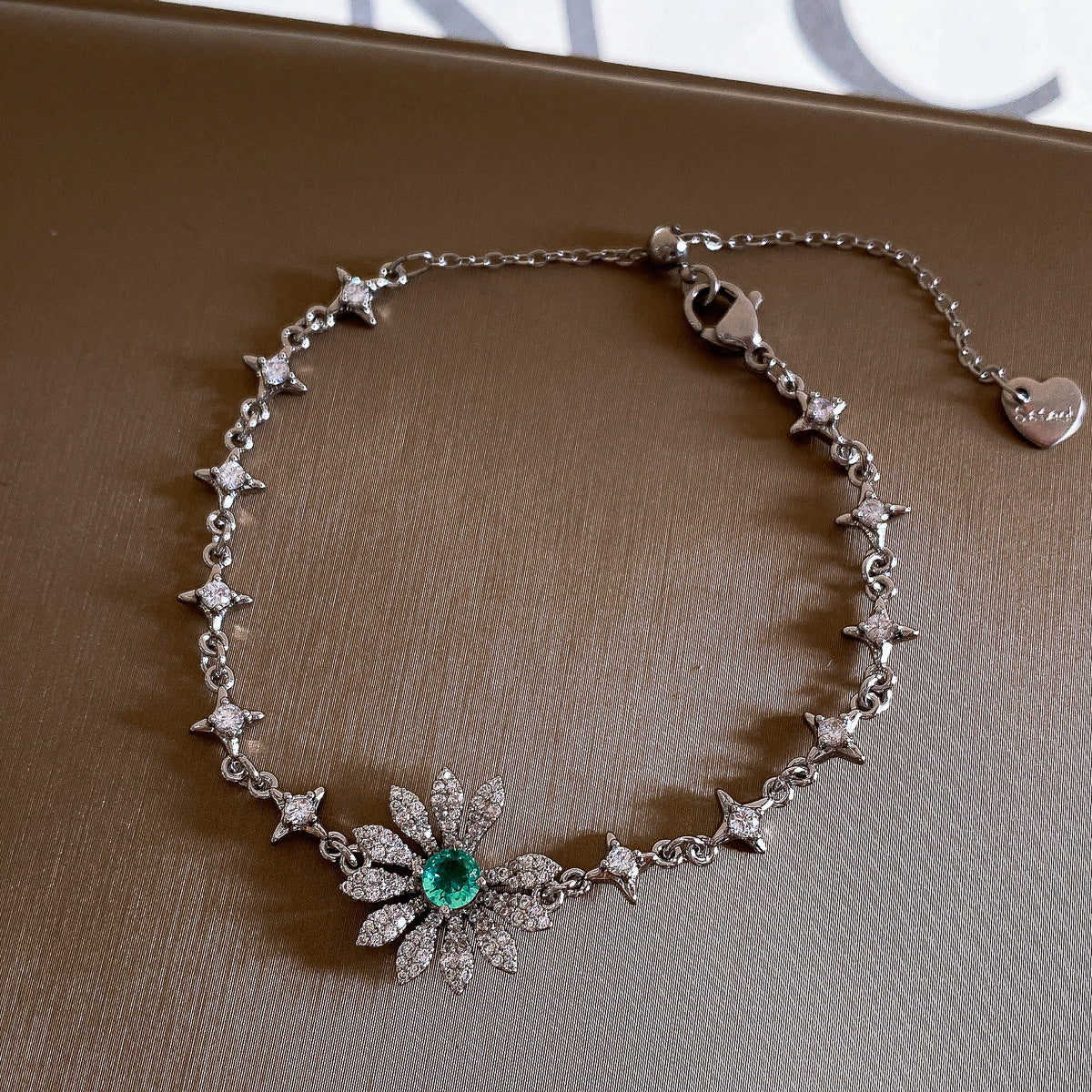 Flowers Copper Bracelet For Women With Copper Chain And Zircon Inlay Pendant
