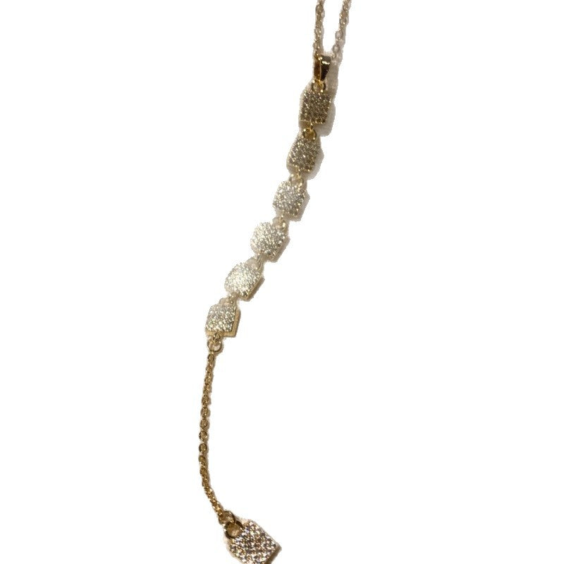 Bohemian Tassel Necklace For Women With Gold Mixed Materials And Rhinestones On Micro Super Whisper Thin Chain
