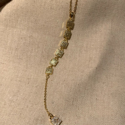Bohemian Tassel Necklace For Women With Gold Mixed Materials And Rhinestones On Micro Super Whisper Thin Chain