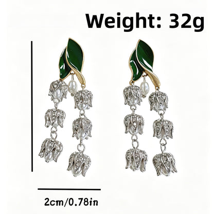Flowers Stud Earrings For Unisex Featuring Enamel Craft And Rhinestones Inlay, Made With 925 Sterling Silver And Zinc Alloy
