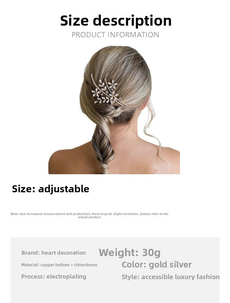 Silver Alloy Flowers Hair Comb For Women With Rhinestones, Perfect For Wedding Season