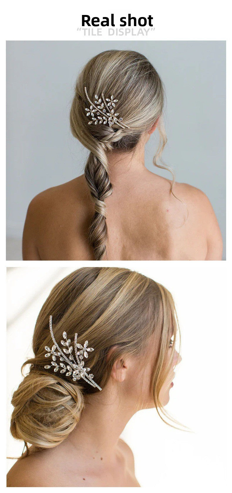 Silver Alloy Flowers Hair Comb For Women With Rhinestones, Perfect For Wedding Season