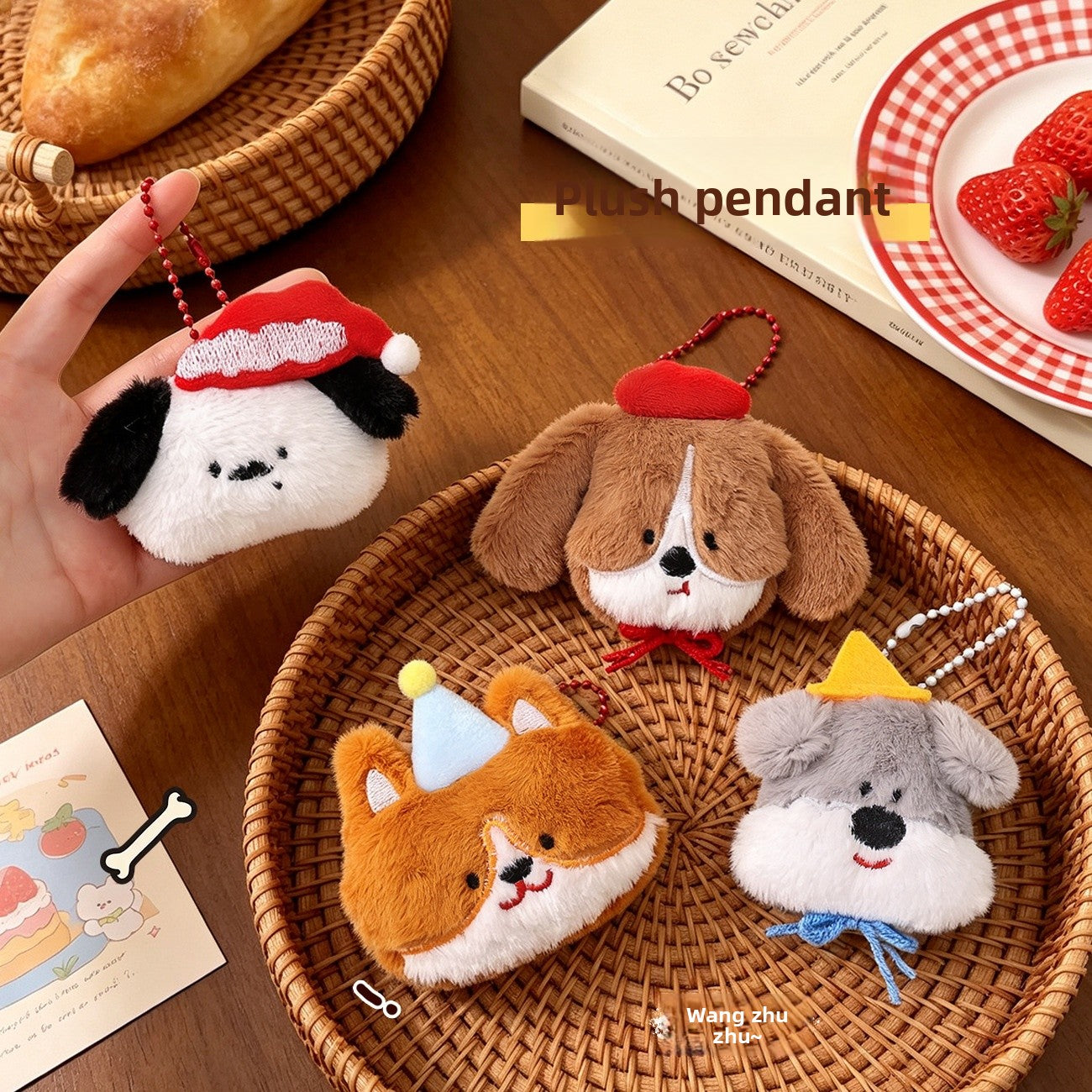 Christmas Dog Plush Bag Charm Key Chain, Soft And Cute Accessory For Bags