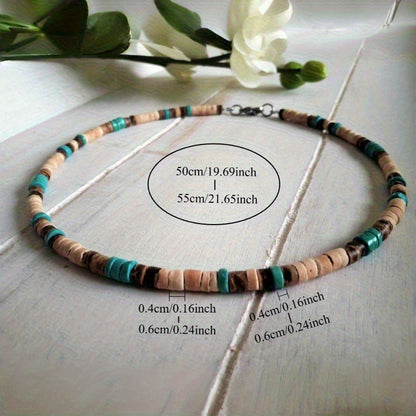 Bohemian Tribal Beaded Alloy Necklace With Beaded Chain, Unisex Style