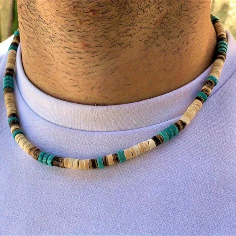 Bohemian Tribal Beaded Alloy Necklace With Beaded Chain, Unisex Style