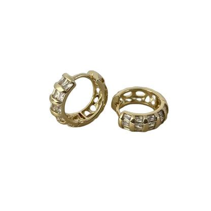 Retro Round Copper Earrings For Women With Electroplated Gold Plating And Zircon Inlay