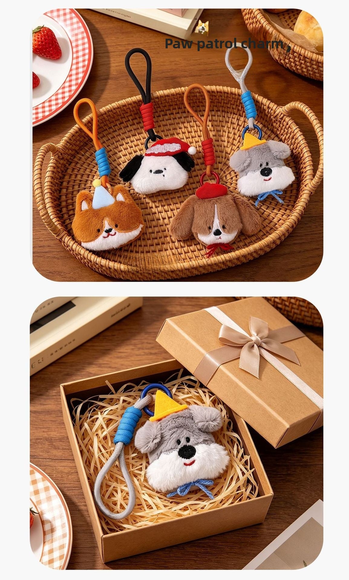 Christmas Dog Plush Bag Charm Key Chain, Soft And Cute Accessory For Bags