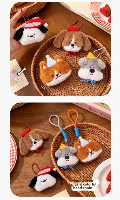 Christmas Dog Plush Bag Charm Key Chain, Soft And Cute Accessory For Bags