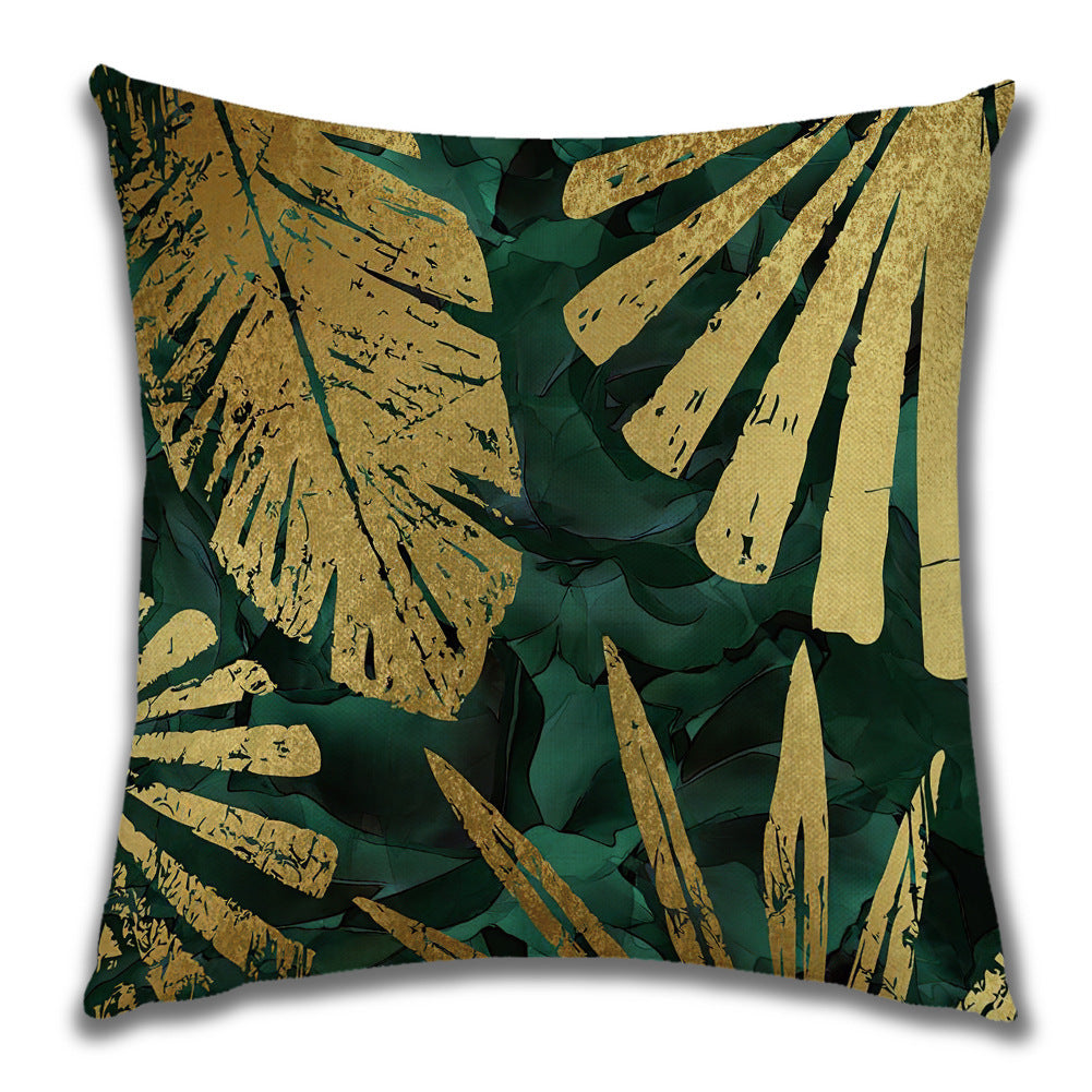 Linen Pillow Case Featuring Elegant Ginkgo Leaf Pattern For Home Decor
