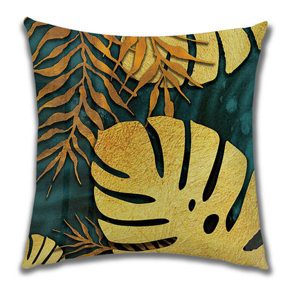 Linen Pillow Case Featuring Elegant Ginkgo Leaf Pattern For Home Decor