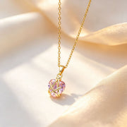 White Diamond Heart Necklace Silver