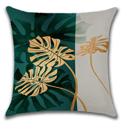 Linen Pillow Case Featuring Elegant Ginkgo Leaf Pattern For Home Decor
