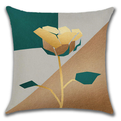 Linen Pillow Case Featuring Elegant Ginkgo Leaf Pattern For Home Decor
