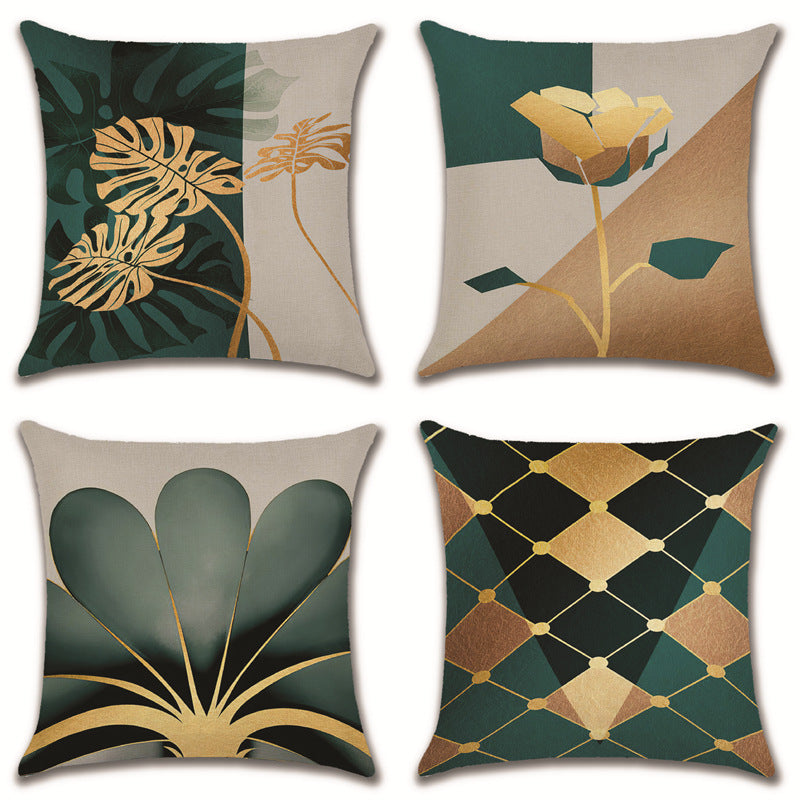 Linen Pillow Case Featuring Elegant Ginkgo Leaf Pattern For Home Decor